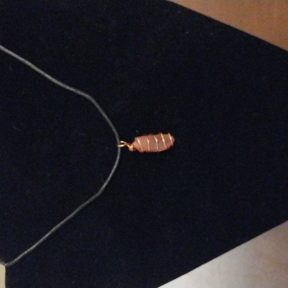 Wire wrapped quartz crystal necklace